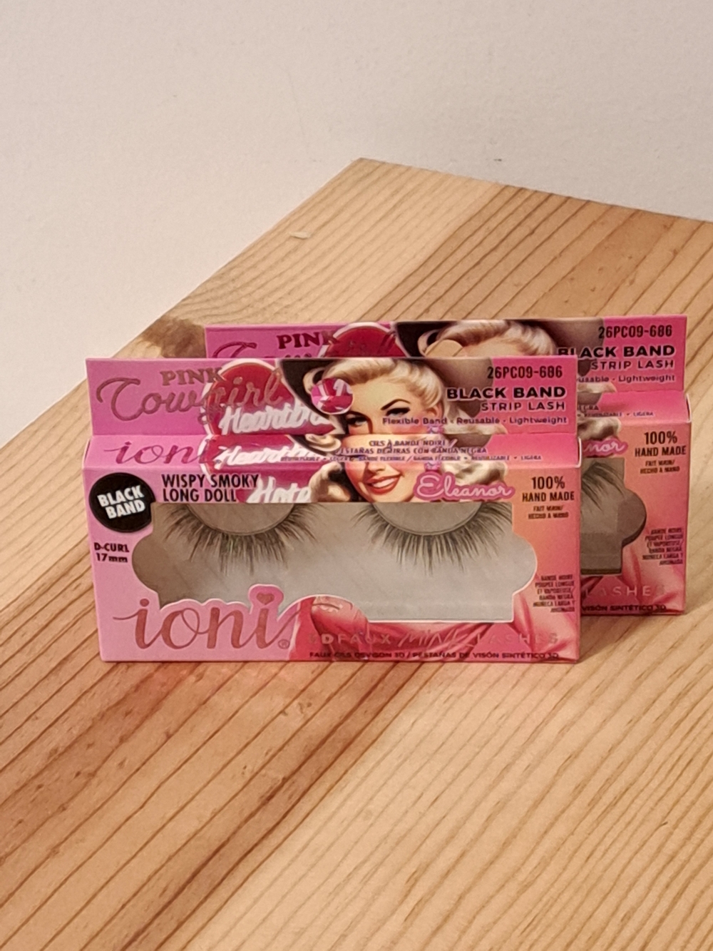 Eleanor Pink Cowgirl Black Band D Curl 17mm Strip Lash Bundle Of 2 Reusable  NIB